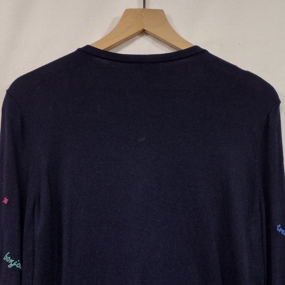 Talbots Charming Embroidered Sweater Cardigan Women's L Blue French Artsy Retro - Picture 9 of 12